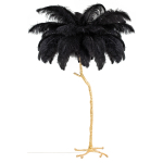King Home Lampa podłogowa TIFFANY 175 czarna  mosiądz / naturalne pióra (JL0019.BLACK)