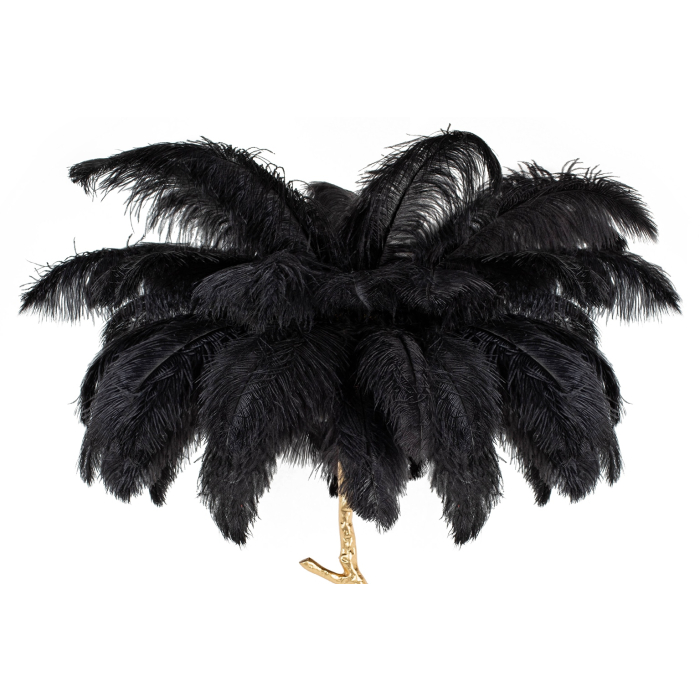 King Home Lampa podłogowa TIFFANY 175 czarna  mosiądz / naturalne pióra (JL0019.BLACK)