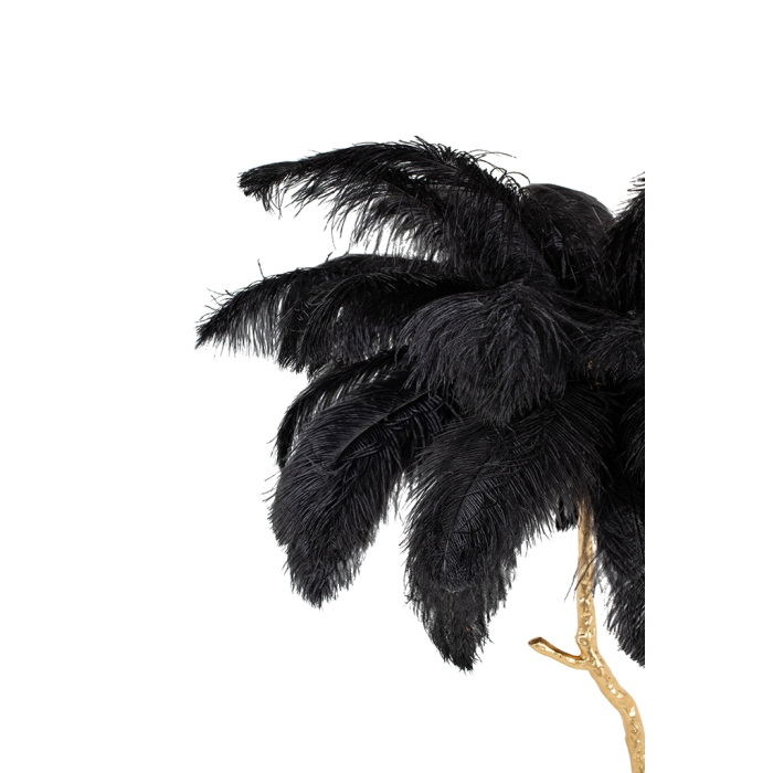 King Home Lampa podłogowa TIFFANY 175 czarna  mosiądz / naturalne pióra (JL0019.BLACK)