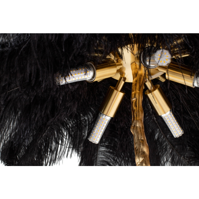 King Home Lampa podłogowa TIFFANY 175 czarna  mosiądz / naturalne pióra (JL0019.BLACK)