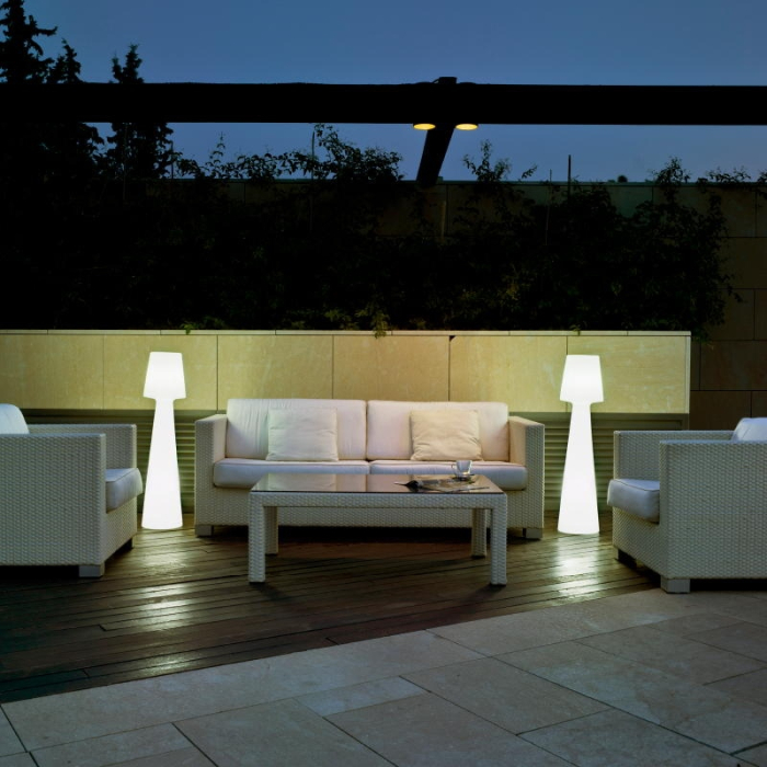 King Home New Garden lampa podłogowa LOLA 110  BATTERY biała (LUMLL110WLNW)