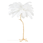 King Home Lampa podłogowa TIFFANY 175 biała  mosiądz / naturalne pióra (JL0019.WHITE)