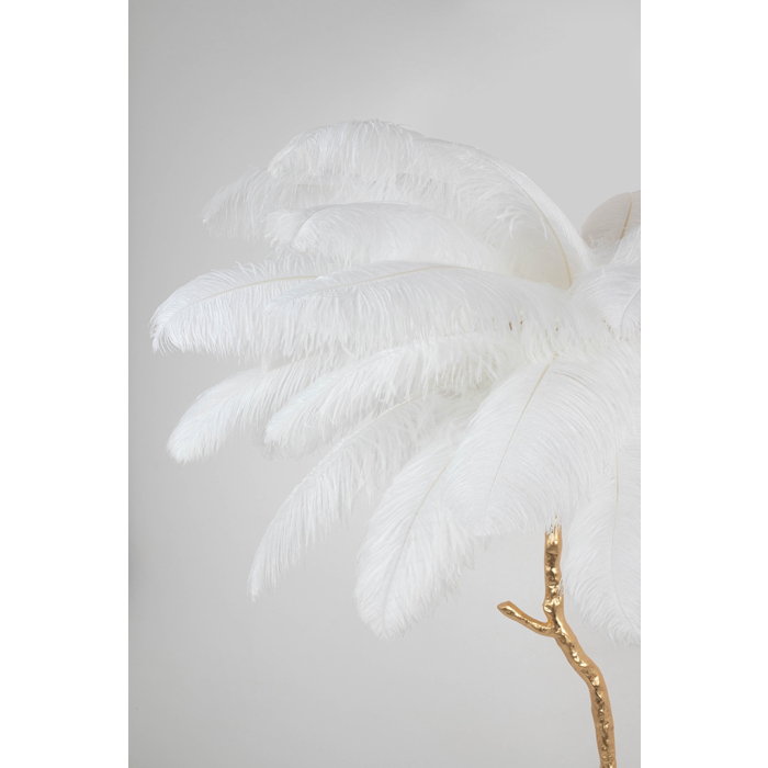 King Home Lampa podłogowa TIFFANY 175 biała  mosiądz / naturalne pióra (JL0019.WHITE)