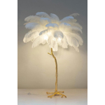 King Home Lampa podłogowa TIFFANY 175 biała  mosiądz / naturalne pióra (JL0019.WHITE)