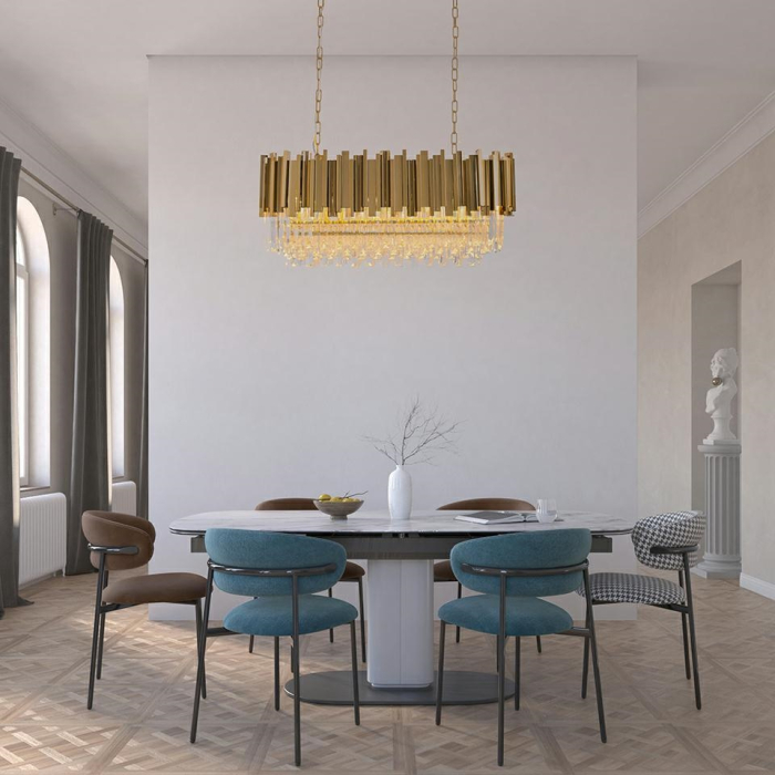 King Home Lampa wisząca IMPERIAL LONG GOLD 90 - stal, kryształ (DW-D5689S.GOLD)