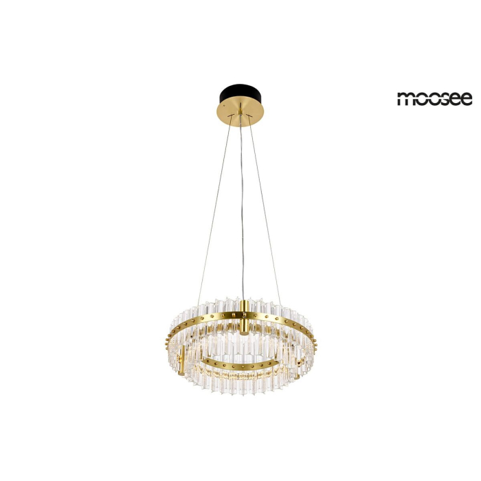 Moosee MOOSEE lampa wisząca SATURNUS 47 DUO złota - LED, kryształ, stal szczotkowana (MSE010100166)