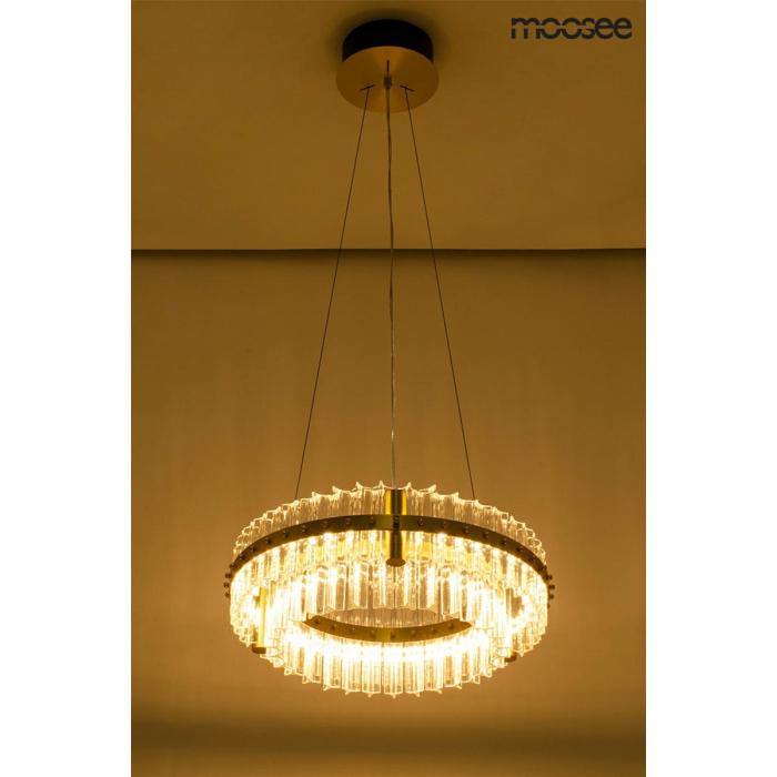 Moosee MOOSEE lampa wisząca SATURNUS 47 DUO złota - LED, kryształ, stal szczotkowana (MSE010100166)