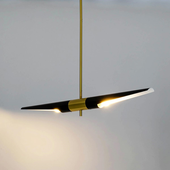 King Home Lampa wisząca APOLLO 1 czarna - szczotkowane złoto (MD21419-2M.BLACK.GD)