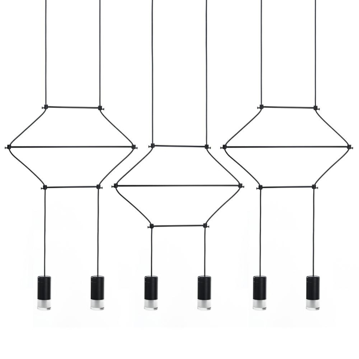 King Home Lampa wisząca FLUSSO LINE 6 czarna (JD0032-6P)