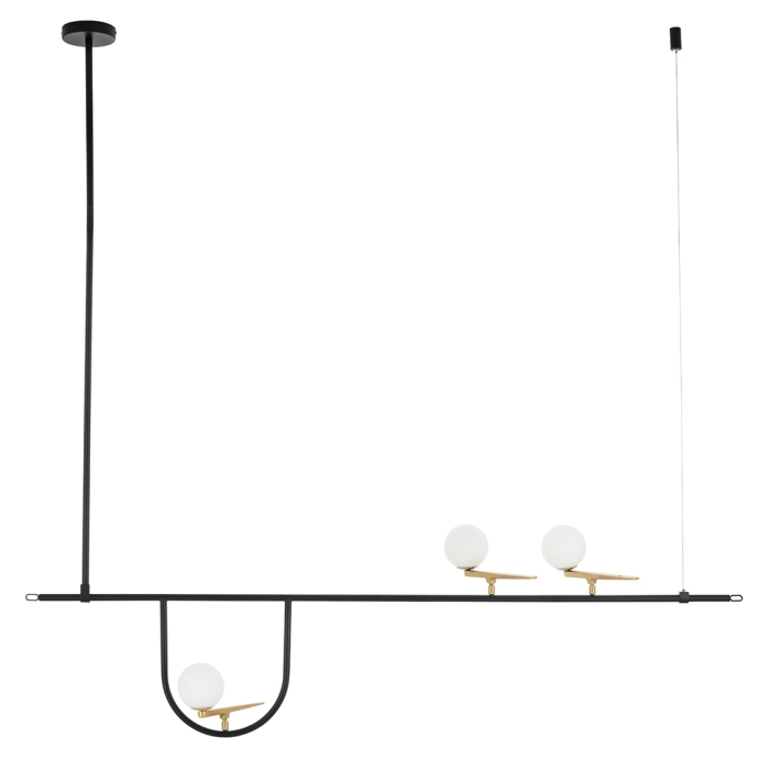 King Home Lampa wisząca TWEETY 160 czarno-złota - metal, aluminium, szkło (XCP5235A-156)
