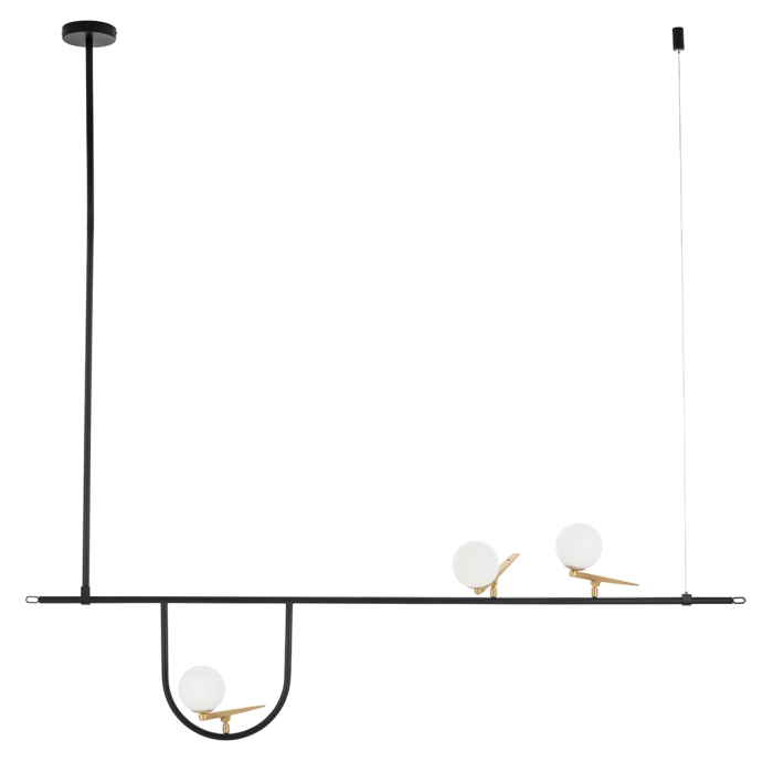 King Home Lampa wisząca TWEETY 160 czarno-złota - metal, aluminium, szkło (XCP5235A-156)