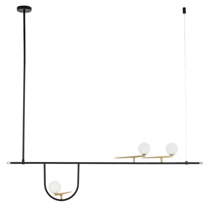 King Home Lampa wisząca TWEETY 160 czarno-złota - metal, aluminium, szkło (XCP5235A-156)