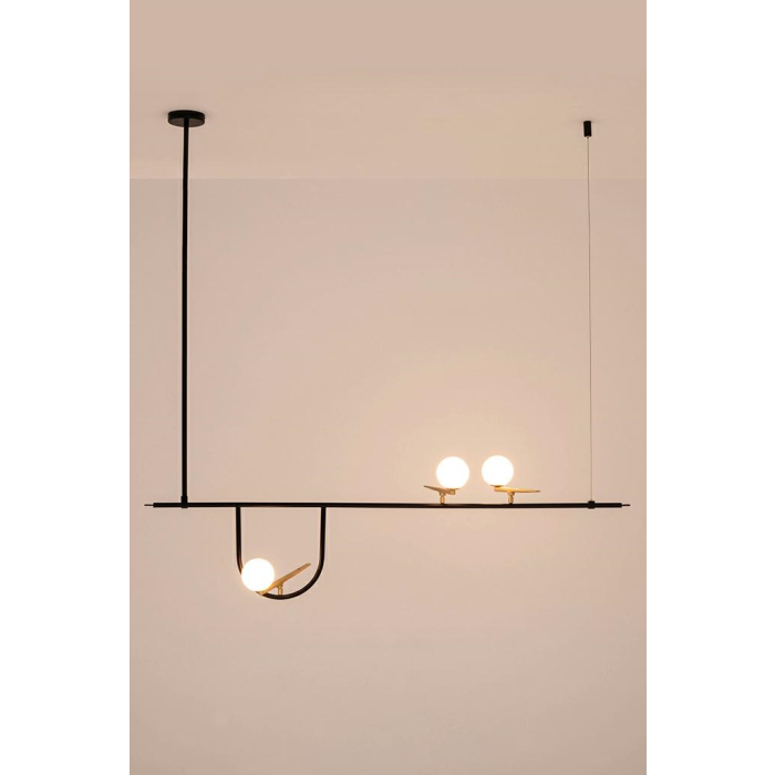 King Home Lampa wisząca TWEETY 160 czarno-złota - metal, aluminium, szkło (XCP5235A-156)