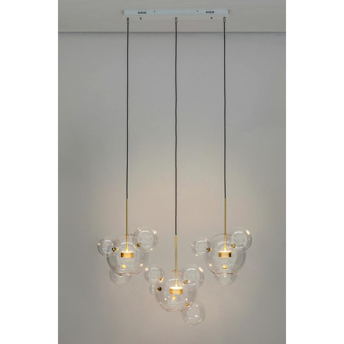 King Home Lampa wisząca CAPRI LINE 3 złota - 180 LED, aluminium, szkło (XCP9148-3B)