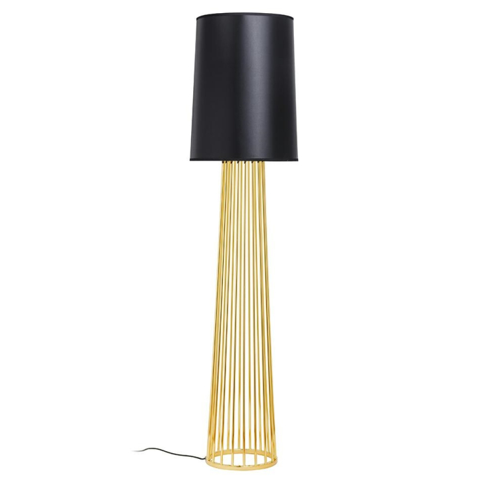 King Home Lampa podłogowa HOLMES STRAIGHT złota z czarnym kloszem -  metal (XCF7583-164)
