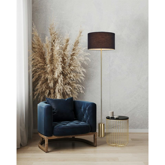 Moosee MOOSEE lampa podłogowa SANTORINI - złota podstawa, czarny klosz (MSE010200131)