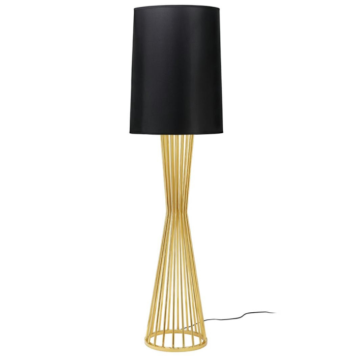 King Home Lampa podłogowa HOLMES złota z czarnym kloszem -  metal (XCF7583-145)