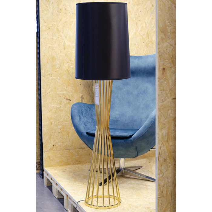 King Home Lampa podłogowa HOLMES złota z czarnym kloszem -  metal (XCF7583-145)
