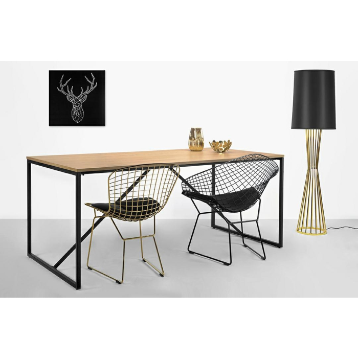King Home Lampa podłogowa HOLMES złota z czarnym kloszem -  metal (XCF7583-145)