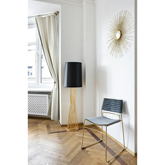 King Home Lampa podłogowa HOLMES złota z czarnym kloszem -  metal (XCF7583-145)