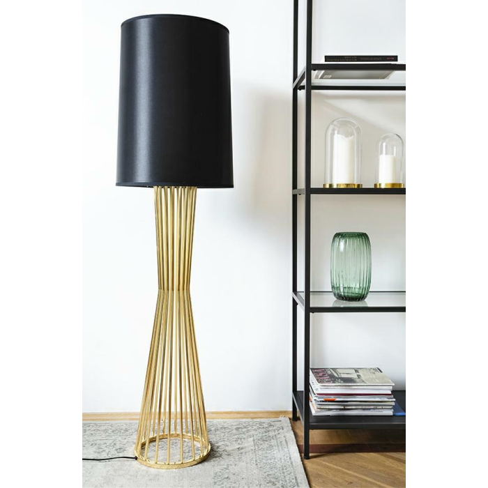 King Home Lampa podłogowa HOLMES złota z czarnym kloszem -  metal (XCF7583-145)