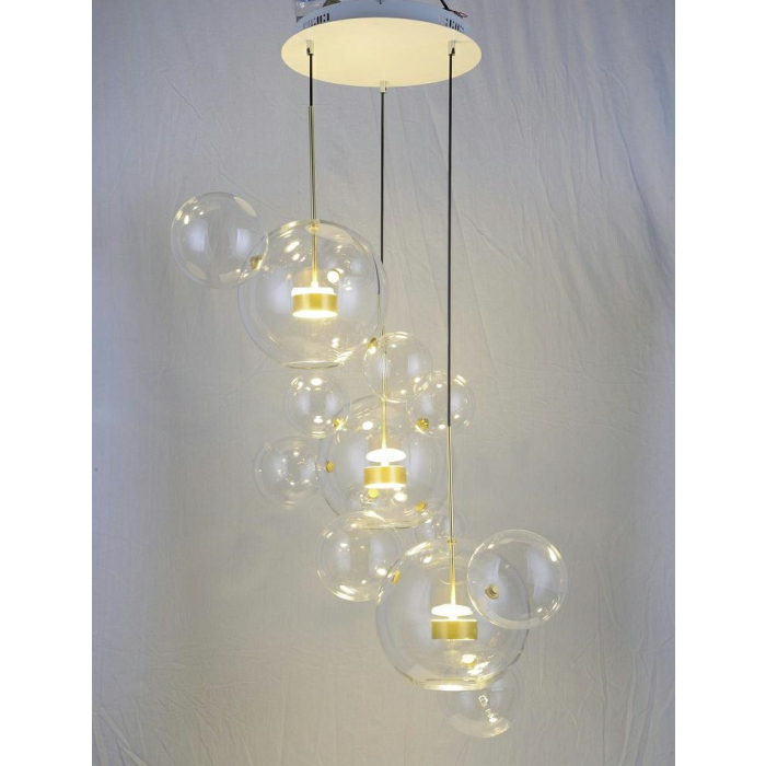 King Home Lampa wisząca CAPRI DISC 3 złota - 180 LED, aluminium, szkło (XCP9148-3A)