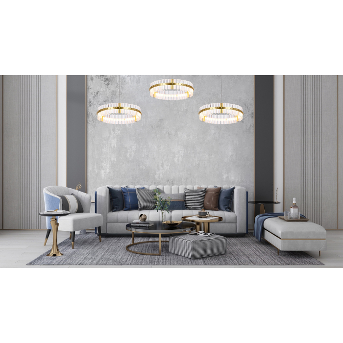 Moosee MOOSEE lampa wisząca SATURNUS 47 złota - LED, kryształ, stal szczotkowana (MSE010100165)