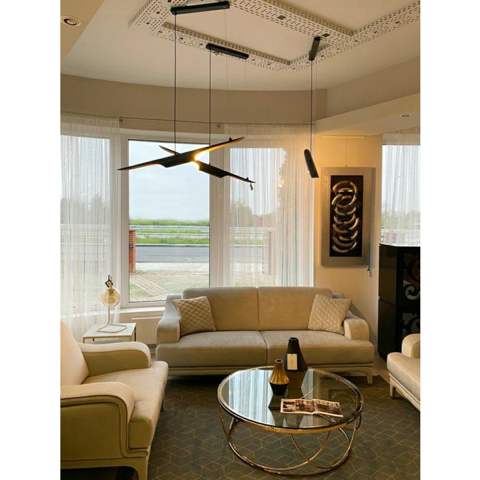 King Home Lampa wisząca FENIX czarno - złota - aluminium (MD21446-2-1125)