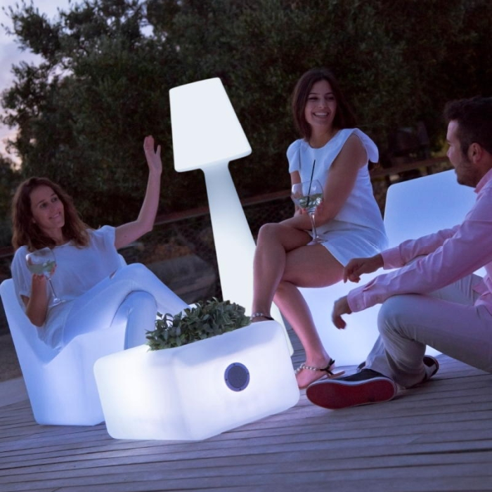 King Home New Garden lampa podłogowa LOLA 165 BATTERY biała (LUMLL165WLNW)