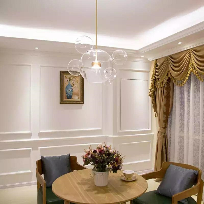 King Home Lampa wisząca CAPRI 6 złota - 60 LED, alumiumium, szkło (XCP9148-1B)