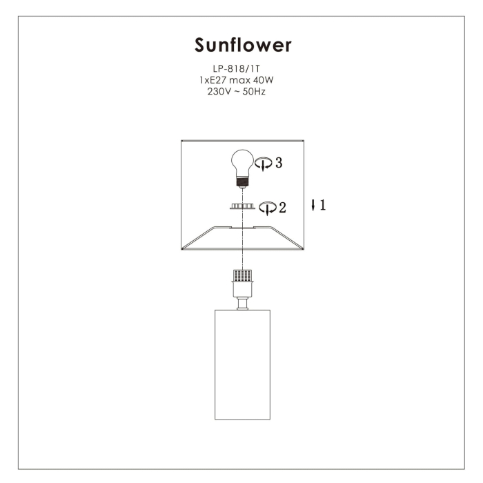 Light Prestige Sunflower biurkowa czarna 1xE27 LP-818/1T BK