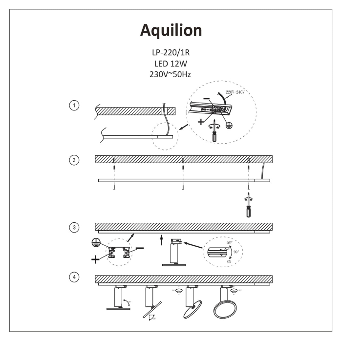 Light Prestige Reflektor Aquilion 1F czarny xLED LP-220/1R BK