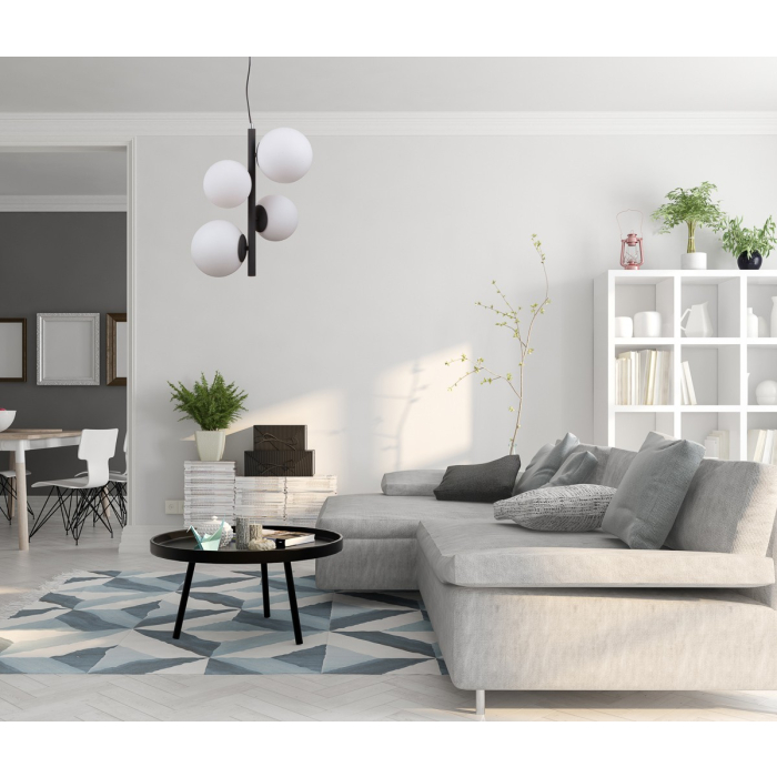 Italux Riga Wisząca Czarny satynowany 4xE14, E27 5W PND-44213-4A-SBL