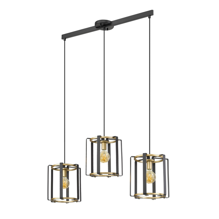 Italux Primero Wisząca Złoty, czarny mat 3xE27 60W PND-44003-3-BK-GD