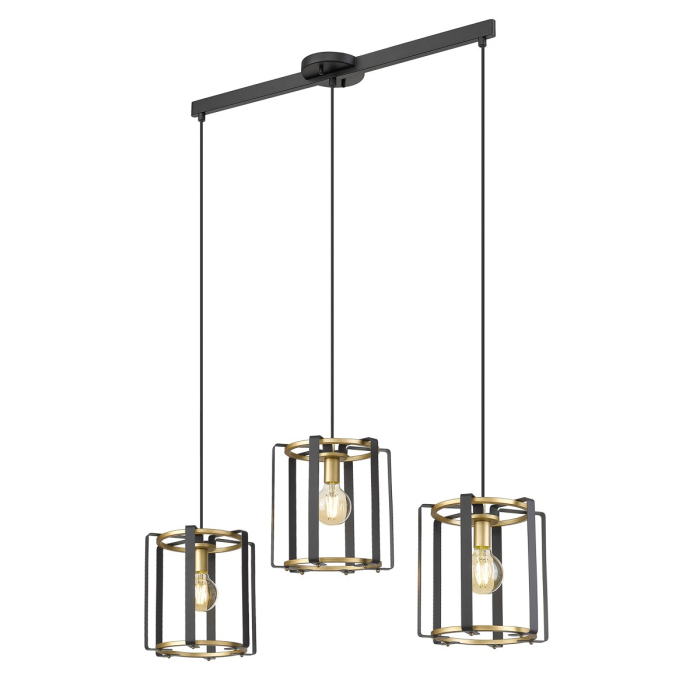 Italux Primero Wisząca Złoty, czarny mat 3xE27 60W PND-44003-3-BK-GD
