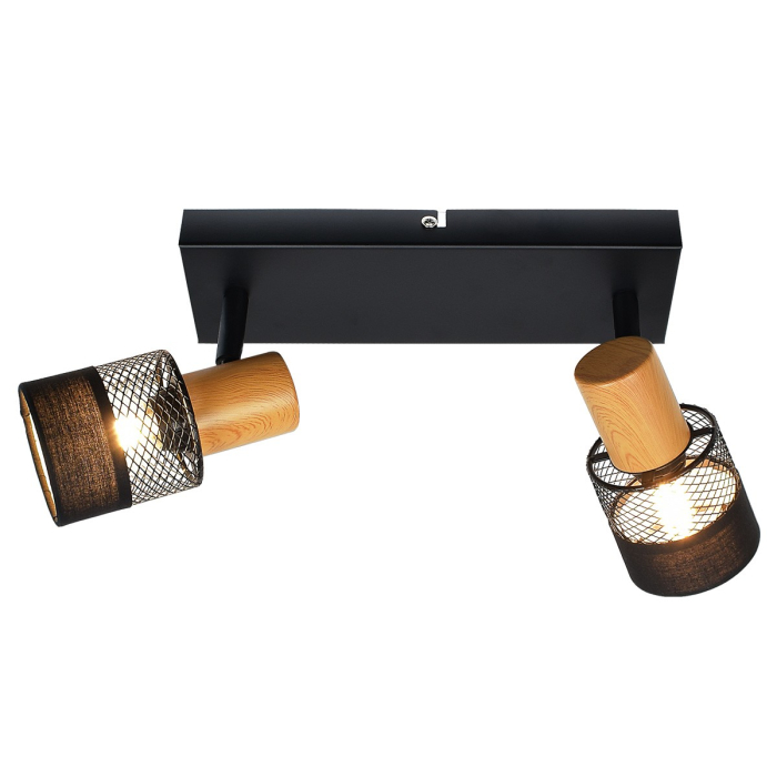 Italux Coletta Reflektor/Spot Czarny, drewno, tkanina 2xE14 4W SPL-90110-2