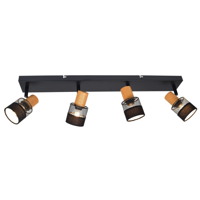 Italux Coletta Reflektor/Spot Czarny, drewno, tkanina 4xE14 4W SPL-90110-4