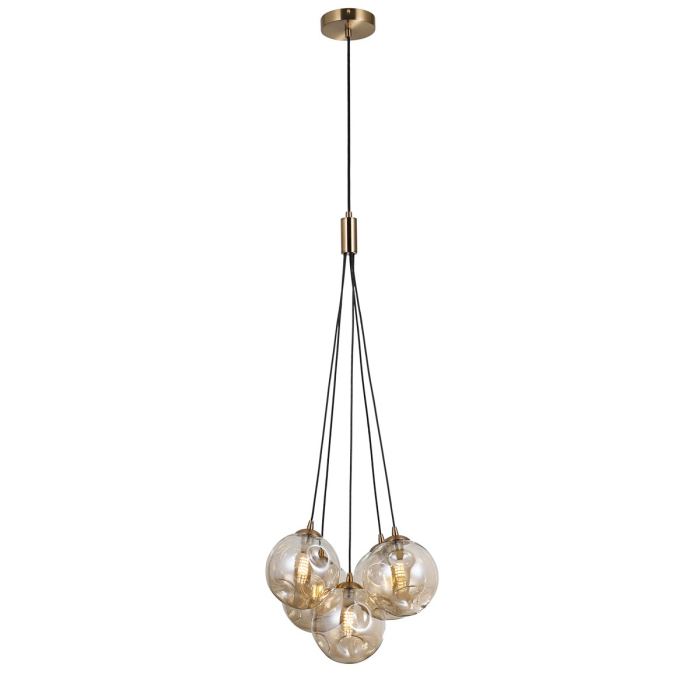 Italux Perlos Wisząca Miodowy mosiądz 5xG9 5W PND-54456-5-HB-AMB