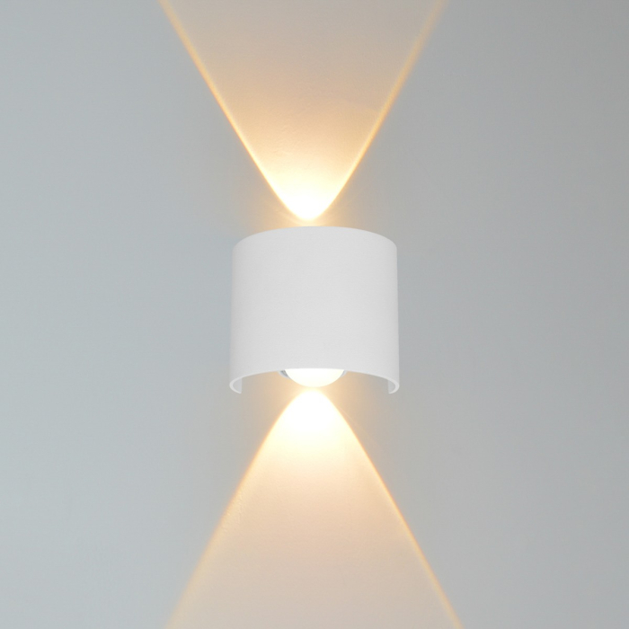 Italux Ortelo Zewnętrzna Ścienna Biały piaskowany IP54 2xLED 2W 3000K OWL-6650-1-WH-3K
