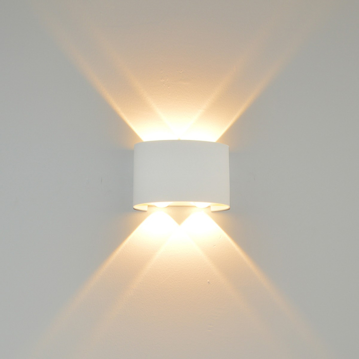 Italux Ortelo Zewnętrzna Ścienna Biały piaskowany IP54 4xLED 4W 3000K OWL-6650-2-WH-3K