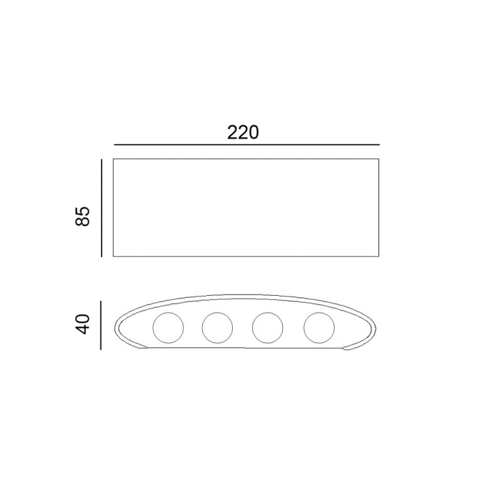 Italux Ortelo Zewnętrzna Ścienna Czarny piaskowany IP54 8xLED 8W 3000K OWL-451-4-BL