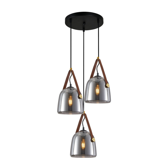 Italux Solta Wisząca Czarny, dymiony 3xE27 40W PND-24342-3A-BK-SG