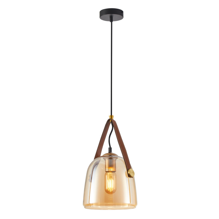 Italux Solta Wisząca Czarny, bursztynowy 1xE27 40W PND-24342-1-BK-AMB