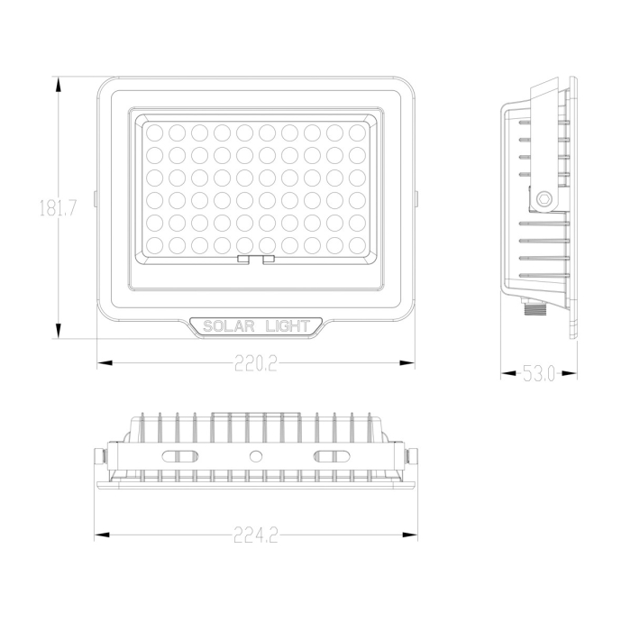Italux Norla Solarna Czarny IP65 1xLED 200W 4000K SLR-42563-200W