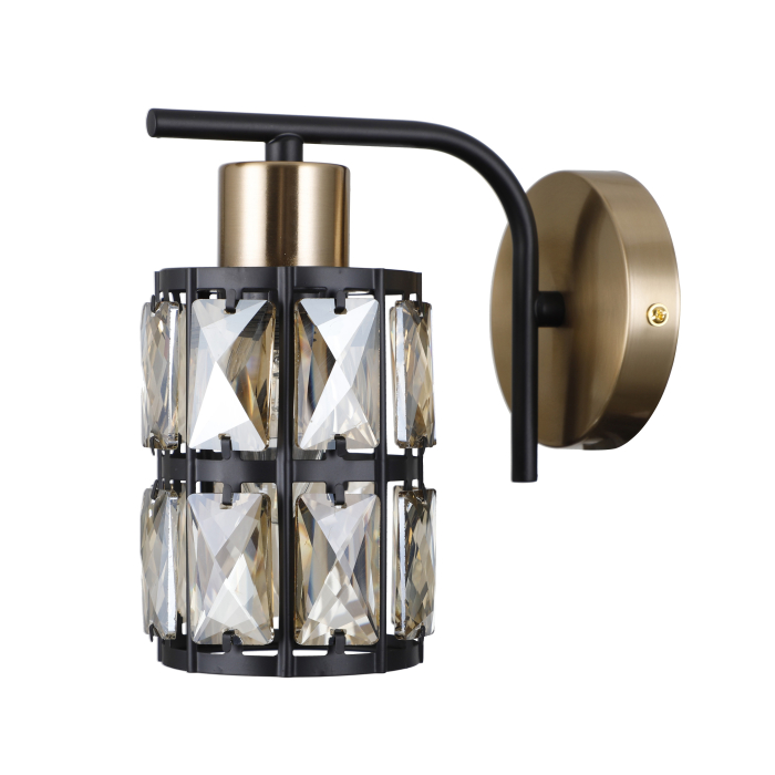 Italux Menfi Kinkiet matt black+honey brass 1xE27 40W WL-44236-1-BK-GD