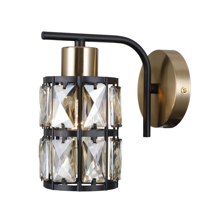 Italux Menfi Kinkiet matt black+honey brass 1xE27 40W WL-44236-1-BK-GD
