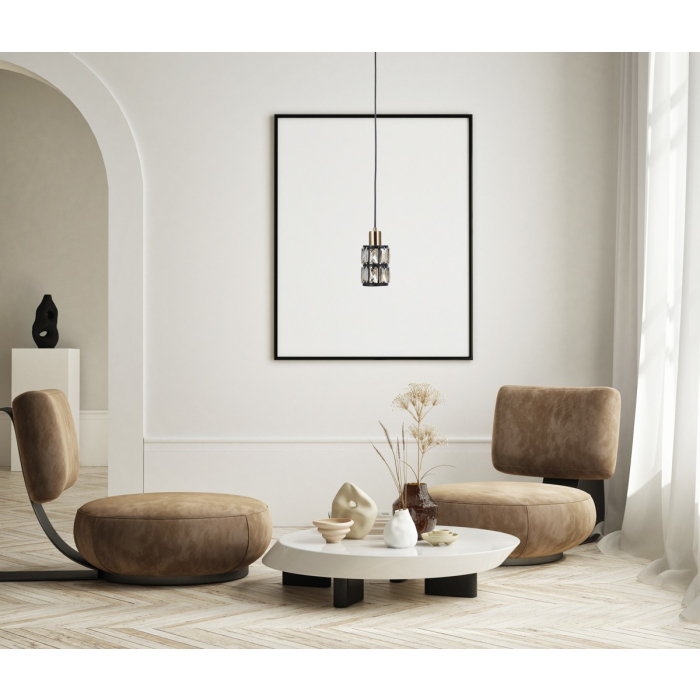 Italux Menfi Wisząca matt black+honey brass 1xE27 40W PND-44236-1-BK-GD