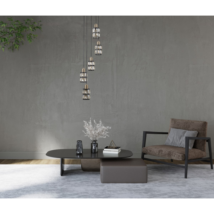 Italux Menfi Wisząca matt black+honey brass 5xE27 40W PND-44236-5-BK-GD