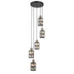 Italux Menfi Wisząca matt black+honey brass 5xE27 40W PND-44236-5-BK-GD