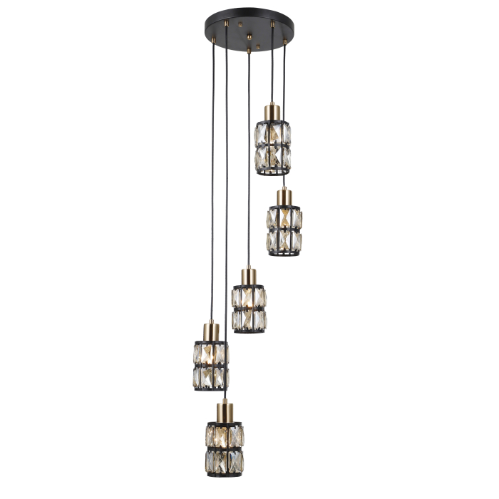 Italux Menfi Wisząca matt black+honey brass 5xE27 40W PND-44236-5-BK-GD
